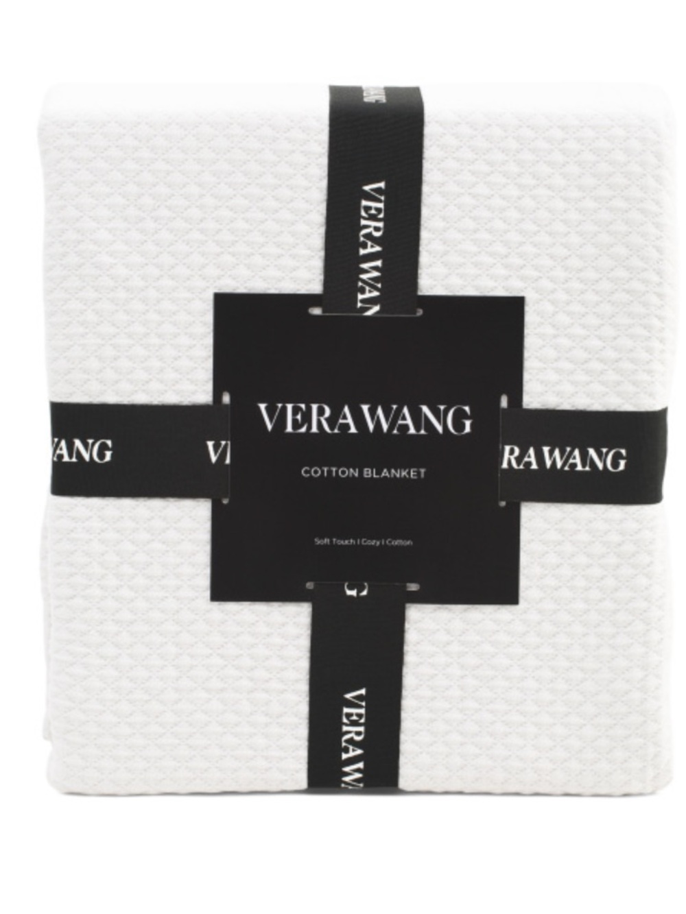 Vera Wang White Textured Cotton Blanket